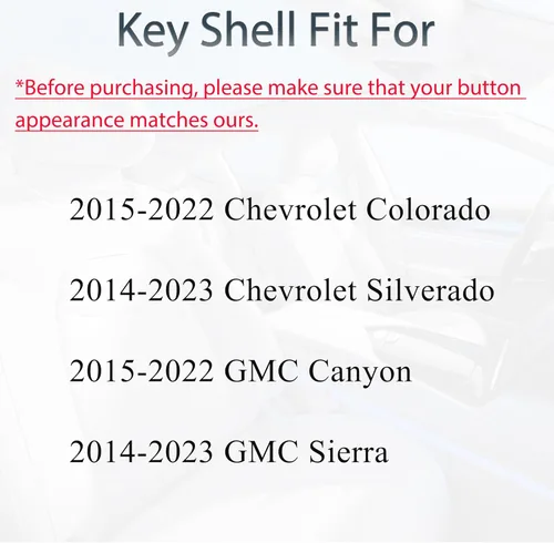 Miniatura 2 de SUPALAND Carcasa de repuesto para llavero compatible con Chevy Silverado Colorado GMC Sierra Canyon 2014-2023 Control remoto de entrada sin llave