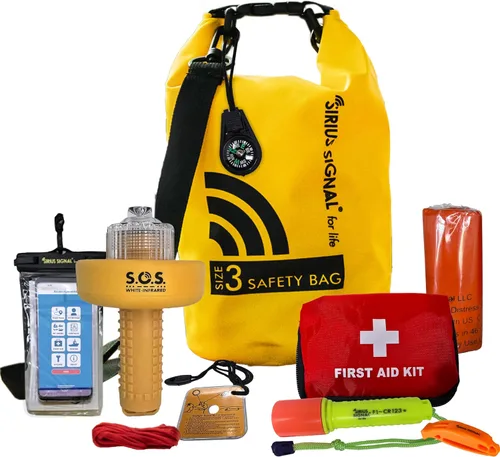 Sirius Signal SB-3L Kit de Bolsa Seca SOS de Seguridad Náutica y Emergencia para Kayaks, Barcos y Embarcaciones de Remo - Aprobado por USCG