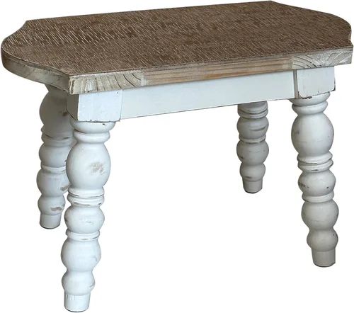 Miniatura 6 de dwellington Taburete de madera para baño, taburete de madera para adultos y niños, soporte para plantas de cocina Blanco Cal
