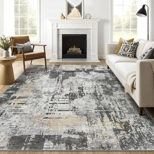 Miniatura 44 de Alfombra de pasillo lavable para cocina: 3 x 10 pies, antideslizante, abstracto, suave, moderno, resistente a las manchas, para interiores, piso