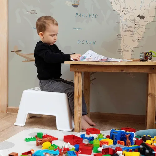 Miniatura 6 de Papel tapiz de mapa del mundo para niños con animales, calcomanías educativas para despegar y pegar, murales de guardería para bebés, niños