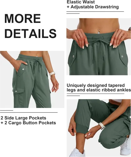 Miniatura 5 de MoFiz - Pantalones cargo para mujer de uso al aire libre, ligeros, joggers, con cintura elástica, pantalones deportivos, de senderismo, sudaderas