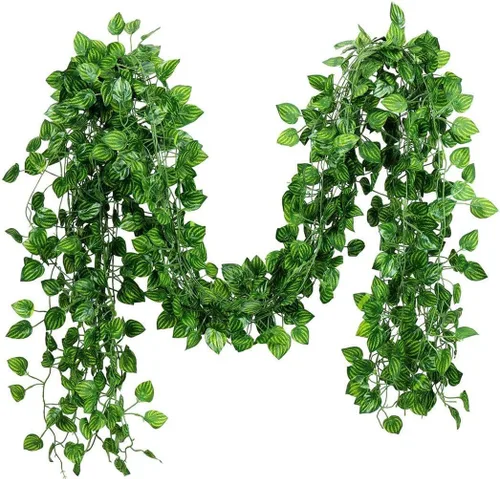 Guirnalda de vides artificiales de 168 pies, hojas colgantes falsas, plantas de follaje sintético para bodas, fiestas, jardín, hogar, cocina,