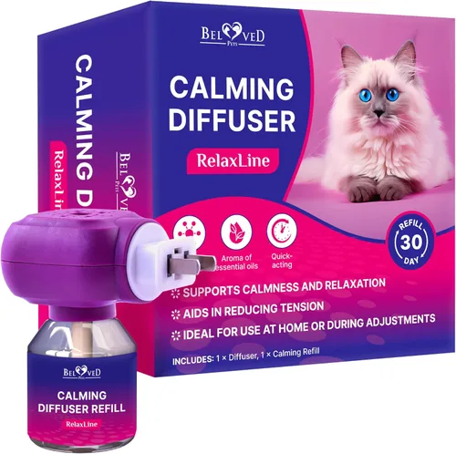 Beloved Pets - Difusor calmante para gatos y productos antiansiedad para mascotas, feromonas calmadas felinas para enchufar y aliviar el estrés para
