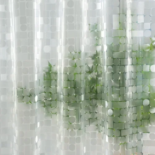 Miniatura 3 de Cortina de ducha corta transparente de 60 pulgadas de largo, forro de cortina de baño de plástico impermeable, semitransparente, calidad de hotel