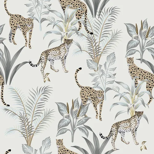 VaryStyle Papel pintado de guepardo de la selva de 17.7 x 118 pulgadas, papel tapiz de leopardo de animales para despegar y pegar, papel de pared de