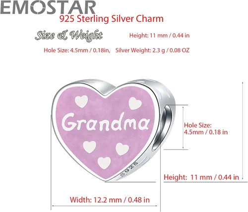 Miniatura 5 de EMOSTAR Dijes temáticos familiares para el Día de la Madre, plata de ley, padre, hija, hijo, nana, esposa marido, madrina, corona de mamá, cuentas