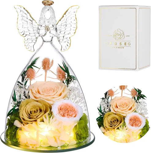Miniatura 15 de Ocosy Regalos de rosas para el Día de la Madre para ella, regalos de rosas grandes para mujeres, rosas reales para siempre en figuras de ángel