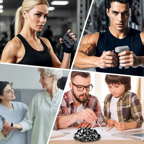 Miniatura 4 de Kit de entrenamiento de fuerza de agarre de mano, juego de entrenamiento de agarre de mano con resistencia ajustable, 2 estiradores de dedos