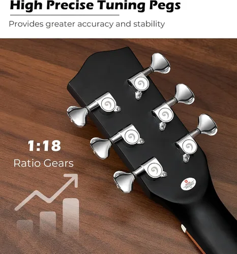 Miniatura 5 de Kit de guitarra electroacústica Vangoa para zurdos, tamaño completo, para principiantes adultos, con EQ de 4 bandas incorporado, bolsa, afinador