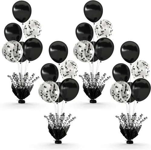 Miniatura 27 de 2 Juego de Globos de Mesa Negros con Spray de Aluminio para Centro de Mesa con Globos Negros y de Confeti, Kit de Soporte para Decoración de Mesa