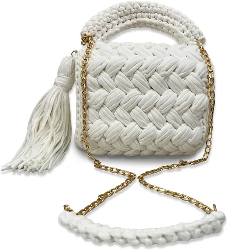 Miniatura 5 de CHQEL Bolso de noche tipo clutch para mujer, bolso de fiesta de boda hecho a mano con crochet, pequeño bolso cruzado formal con solapa para la noche