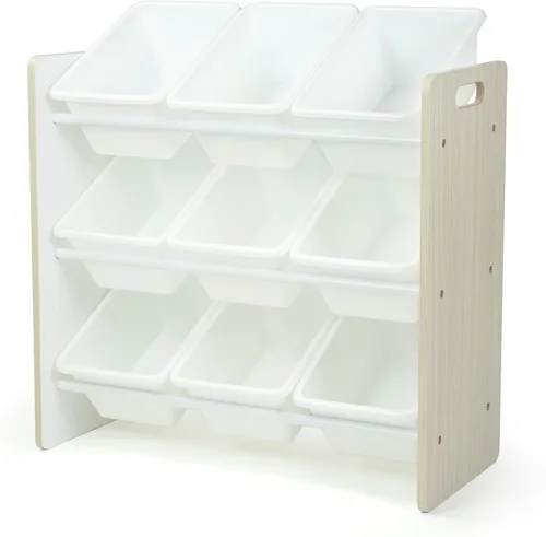 Miniatura 9 de Humble Crew Organizador de juguetes de 9 compartimientos: contenedores de plástico blanco Cambridge, solución de almacenamiento de 3 niveles