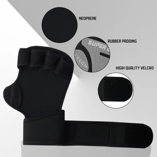 Miniatura 3 de Guantes de levantamiento de pesas súper agarre para hombres y mujeres, guantes de gimnasio ventilados con muñequeras de 16 pulgadas, ideales