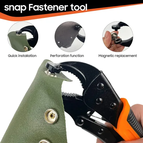 Miniatura 4 de Kit de herramienta de broche de presión resistente, función de punzonado, herramienta de botón a presión con ajustador, herramienta de broche de 15