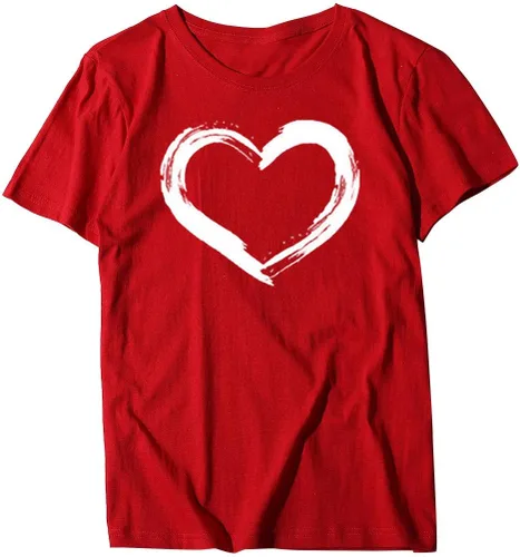 Miniatura 38 de Camisetas de manga corta con estampado de corazón para mujer, camisetas de ajuste regular, linda y divertida, ropa de regalo 2023
