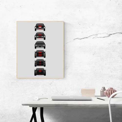 Miniatura 8 de Custom Car Posters Póster hecho a mano compatible con Shelby Mustang GT500 Generations e impresión de Ford Shelby GT500, multicolor, 8 x 10 pulgadas