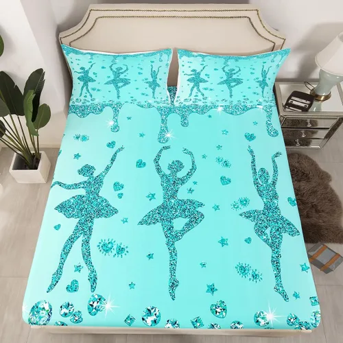 Miniatura 19 de Erosebridal Sábana bajera ajustable de gimnasia con bolsillo profundo para niñas y niños, tamaño individual, juego de ropa de cama deportiva