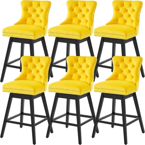 Miniatura 24 de Taburetes de bar con altura de mostrador, taburetes de bar giratorios 360 con respaldos, sillas tapizadas de tela de terciopelo de alta calidad
