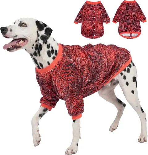 Miniatura 13 de LovinPet Chaqueta para mastín, ropa de invierno ligera de franela mejorada, tela agradable a la piel, ropa fina con estampado de leopardo rosa