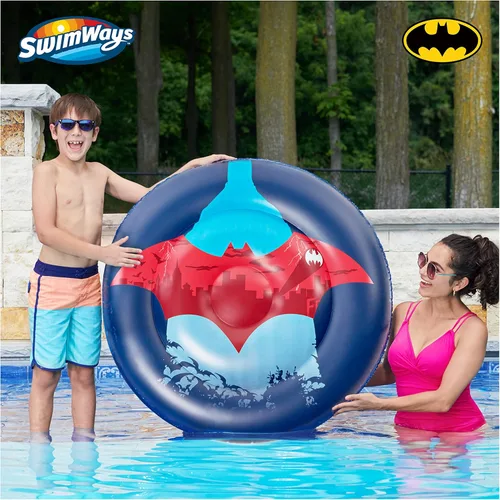 Miniatura 2 de Swimways DC Batman - Barco reversible, flotadores inflables de piscina y juguetes de piscina para niños, accesorios de piscina y artículos