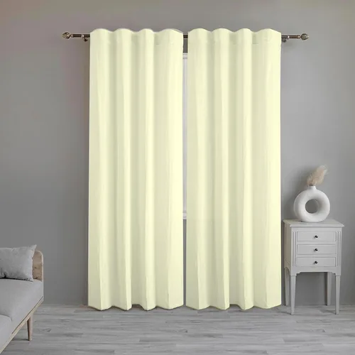 Miniatura 3 de Linenwalas Juego de 2 paneles de cortinas semitraslúcidas de lino de algodón de 84 pulgadas de largo, elegante bolsillo para barra y bucles