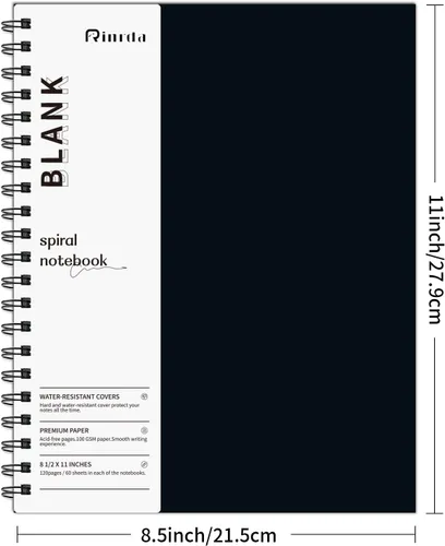 Miniatura 17 de Cuaderno grande en espiral rayado - Paquete de 4 cuadernos rayados de 8.5" x 11" con tapa dura de 7mm, cuaderno de 120 páginas, papel grueso de 100