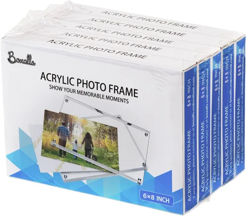 Miniatura 2 de Boxalls Marcos de fotos acrílicos de 6 x 8 pulgadas, paquete de 5, marcos de fotos transparentes sin marco de 6 x 8 pulgadas con magnético, marco