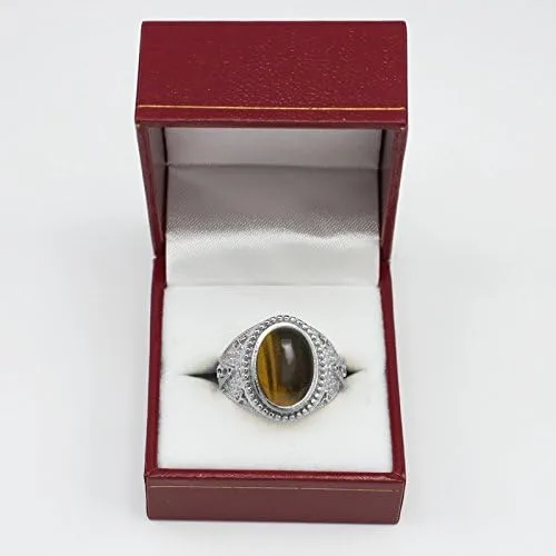 Miniatura 2 de Plata de ley Masónico Ojo de Tigre cabujón anillo de declaración para hombre
