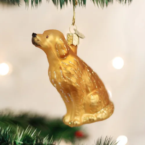 Miniatura 2 de Old World Christmas Figura decorativa colgante de Golden Retriever de vidrio soplado para árbol de Navidad, decoración festiva artesanal, colección