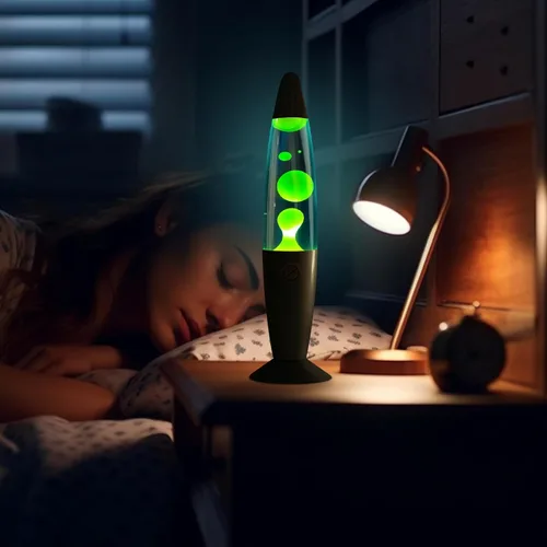 Vanful Lámparas de magma verde con líquido azul para adultos y niños, lámpara de purpurina de 13 pulgadas con base plateada, lámpara de movimiento