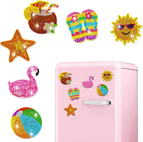 Mlife 6 imanes de arte de diamantes, kits de arte de diamantes para nevera para adultos, niños pequeños, pequeños kits de arte de diamantes para