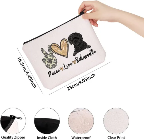 Miniatura 2 de Schnoodle Mama Gift Peace Love Schnoodle - Bolsa de maquillaje con temática de cachorros para amantes de los perros (PLSchnoodle)