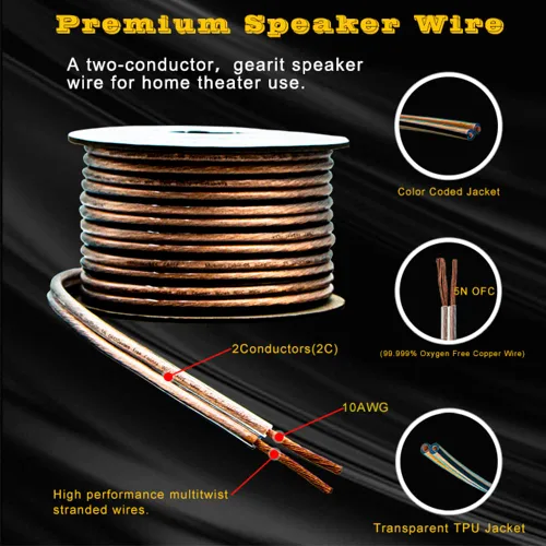 Miniatura 3 de Mukjipa-Cable-02 5N OFC (99.999% de cable de cobre libre de oxígeno) Cable de altavoz de audio de alta fidelidad 2 conductores, 10 AWG, 12 AWG, 14