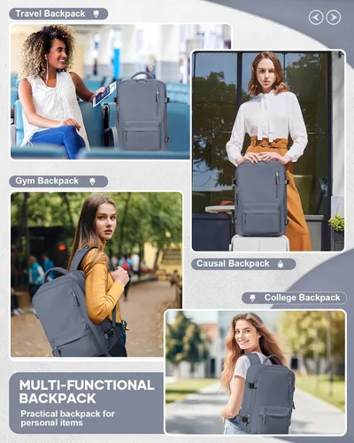 Miniatura 7 de VECAVE Mochila de mano para mujer, mochila de viaje grande aprobada por vuelo, impermeable de 14 pulgadas, mochila para laptop de negocios, mochila