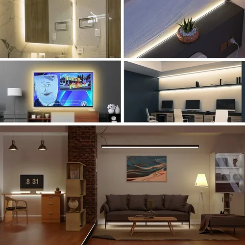 Miniatura 7 de Tira de luz LED USB de 6.56 pies, 5 voltios alimentada por USB, luces LED COB de 4000 K, blanco natural, 0.315 in, tiras flexibles de alta densidad