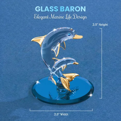 Miniatura 2 de Figura de cristal de delfín y bebé