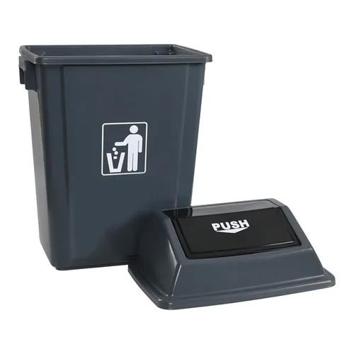 Miniatura 7 de Morcte Paquete de 4 cubos de basura de cocina de 13 galones con tapa giratoria, cubo de basura de plástico para cocina, color gris