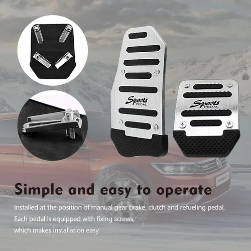 Miniatura 5 de Pack-3 Fundas Antideslizantes de Aleación de Aluminio para Pedales de Coche, Cobertura Anti-fricción para Pedal de Acelerador y Freno, Compatible