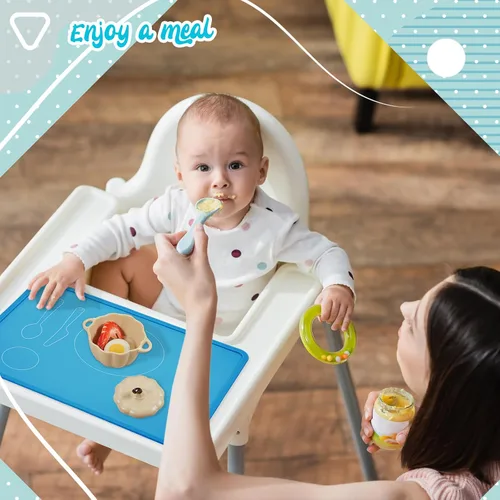 Miniatura 4 de Zhehao Montessori - Juego de 4 manteles individuales de silicona antideslizantes para niños, de 16 x 12 pulgadas, tapete de comida para bebés