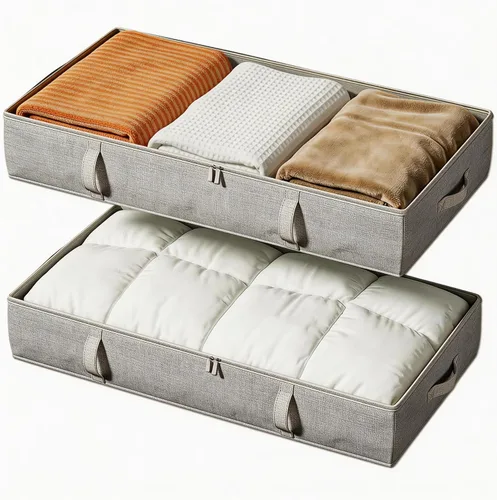 Miniatura 12 de Vailando Contenedores de almacenamiento para debajo de la cama, 6 pulgadas de alto y 60 litros debajo de la cama con asas resistentes y paredes