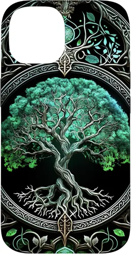 Miniatura 4 de Funda para iPhone 11 Pro Max Tree Of Life Yoga espiritual celta vikinga, verde y negro