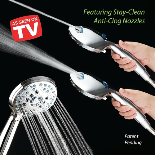 Miniatura 3 de Hotel Spa AquaCare Como-Se-Vió-En-La-TV Cabezal de ducha de alta presión manual/de lluvia de 50 modos de 3 vías con brazo ajustable – Boquillas Todo