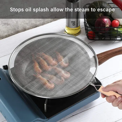 Miniatura 5 de 3 piezas de pantalla contra salpicaduras de grasa para sartén, malla protectora de salpicaduras de acero inoxidable protector de grasa para cocina