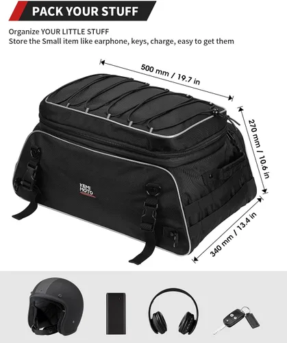 Miniatura 6 de KEMIMOTO Bolsa de Portaequipajes de Viaje para Motocicleta Expandible 20-25L Bolsa de Maletero Suave Plegable con Correas de Barra Compatible