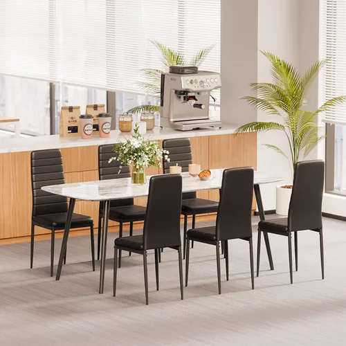 Miniatura 8 de VEVOR Juego de 4 sillas de acento modernas de comedor, sillas laterales tapizadas de cuero para sala de estar, silla de cocina que ahorra espacio