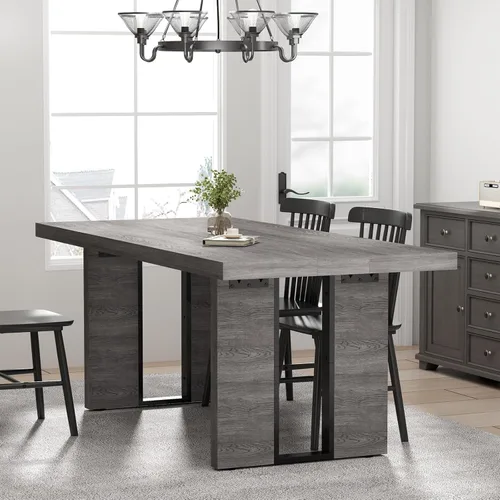 Miniatura 4 de Loomie Mesa de comedor de 70.8 pulgadas, mesa de cocina rústica para 6-8 personas, muebles de comedor grandes, mesa rectangular para sala de estar