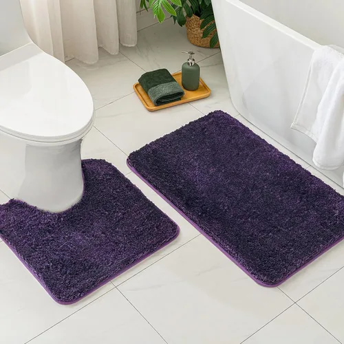 Miniatura 62 de MIULEE Juego de 2 alfombras de baño antideslizantes peludas extra gruesas y suaves, alfombrillas de baño de microfibra suave absorbente de agua