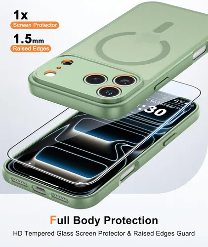 Miniatura 1086 de FNTCASE Funda para iPhone 17 Pro: Fundas delgadas translúcidas de color azul claro compatibles con MagSafe, protección completa de la cámara
