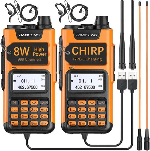 Miniatura 11 de BAOFENG Radio GMRS Portátil de Largo Alcance GM-15 Pro 8W Walkie Talkie con Auricular, Receptor de Clima NOAA, Repetidor GMRS Recargable, Radio